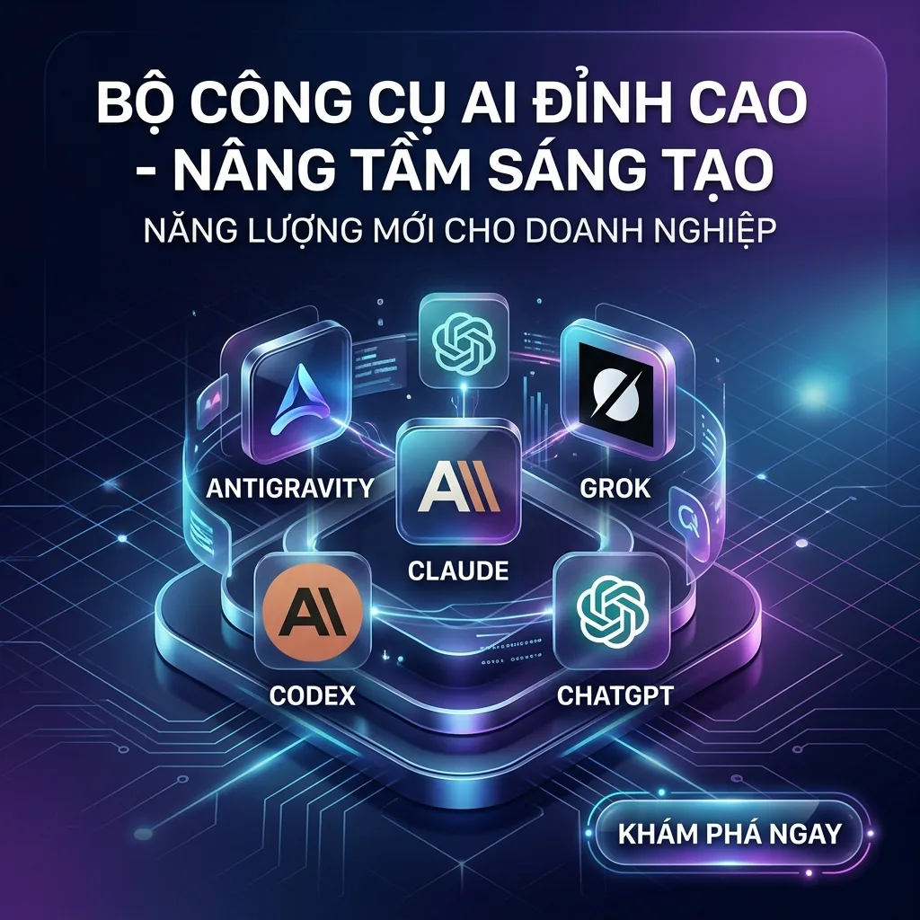 Bộ công cụ AI cao cấp gồm Antigravity, Codex, Claude, Grok và ChatGPT